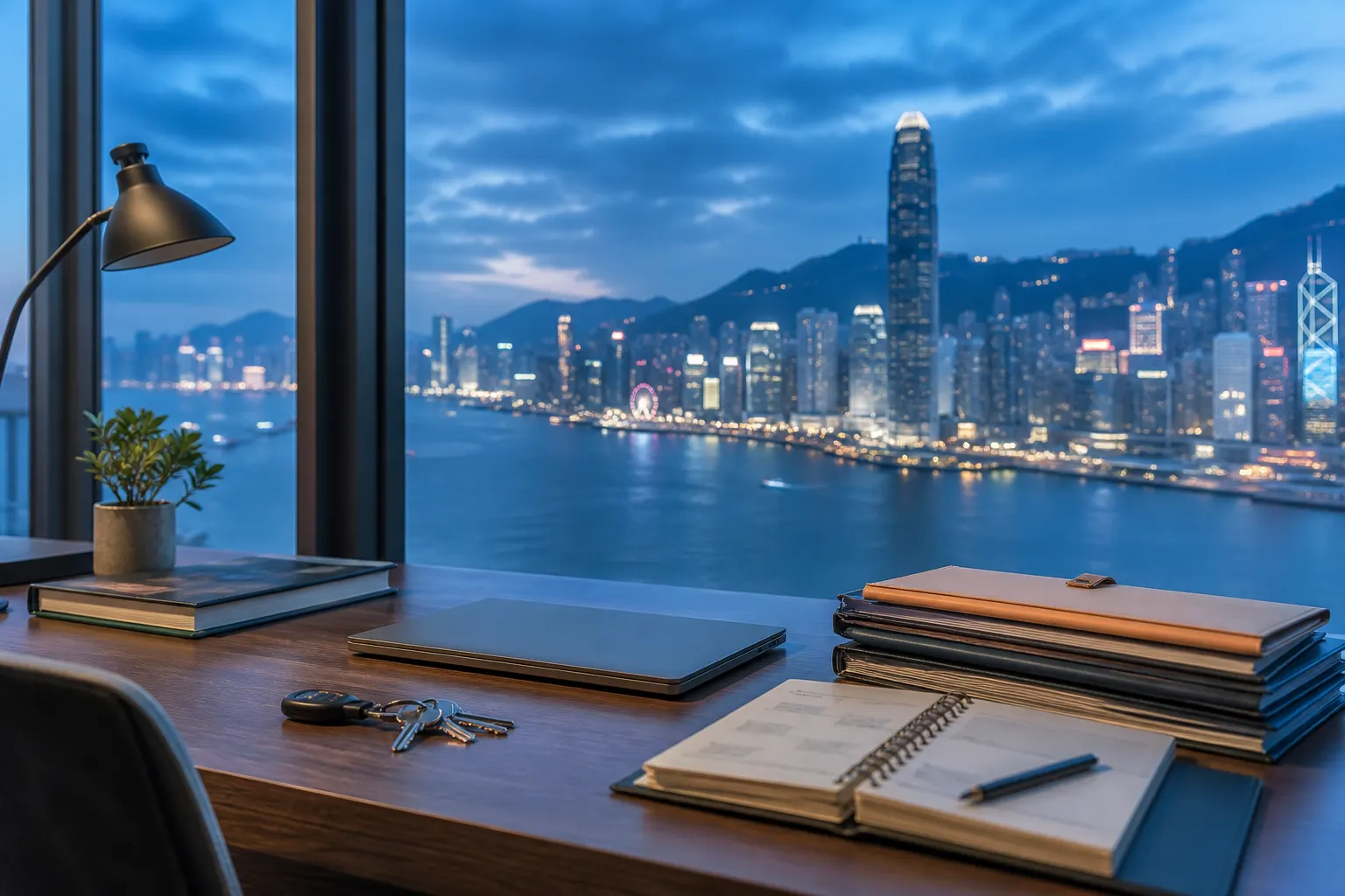 典型画像|科技企业高管一家的香港人才与教育规划的无人场景示意图