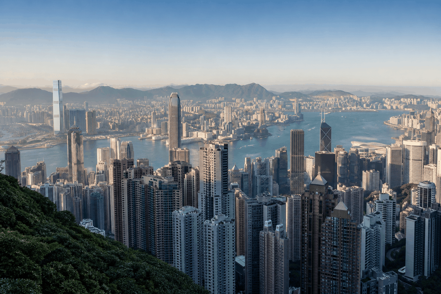 香港中环商务区与山海景观