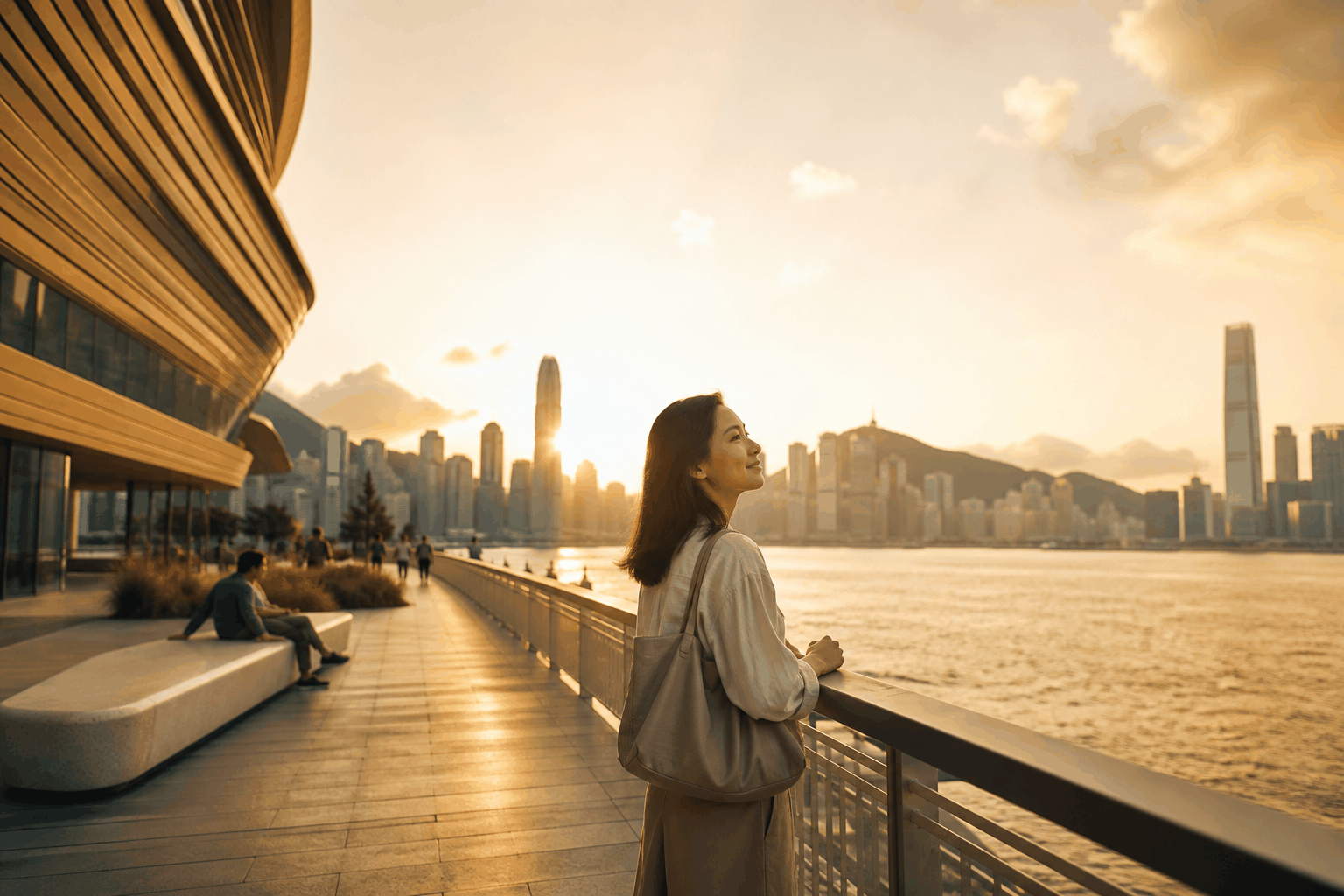 香港西九龙与维多利亚港景观