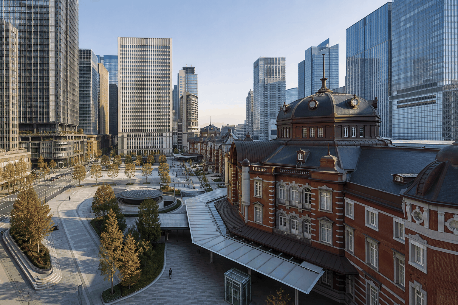 东京丸之内商务区与东京站景观